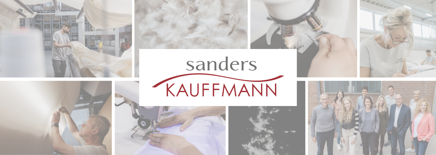 Logo "Sanders-Kauffmann". Im Hintergrund sind mehrere Bilder aus der Produktion abgebildet.