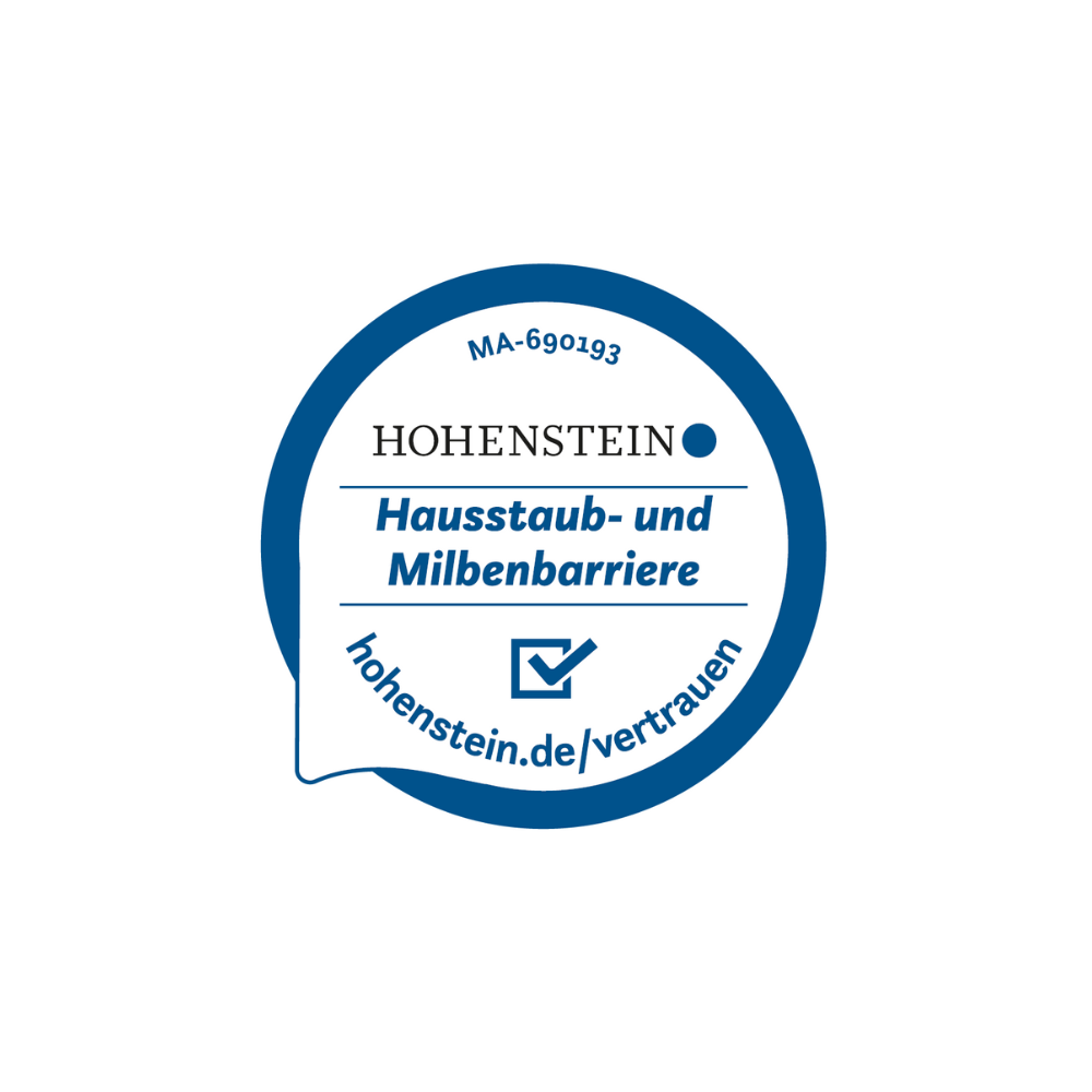 Zertifikat Hohenstein Institut für "Hausstaub- und Milbenbarriere"